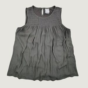 Dolan Left Coast Collection Olive Green Smocked Sleeveless Top L *PINHOLE
